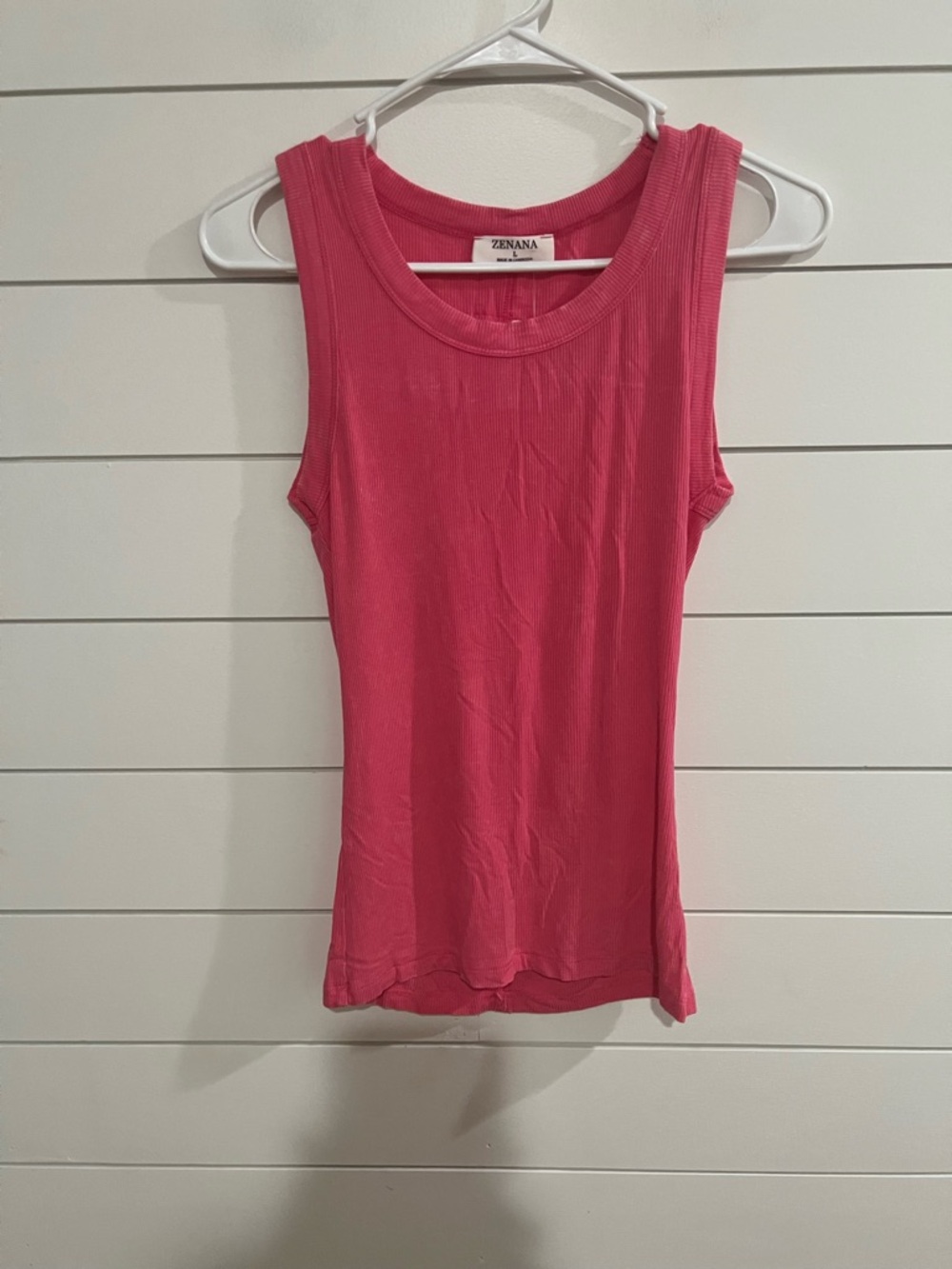 Zenana Outfitters Bright Pink Ribbed Tank Top